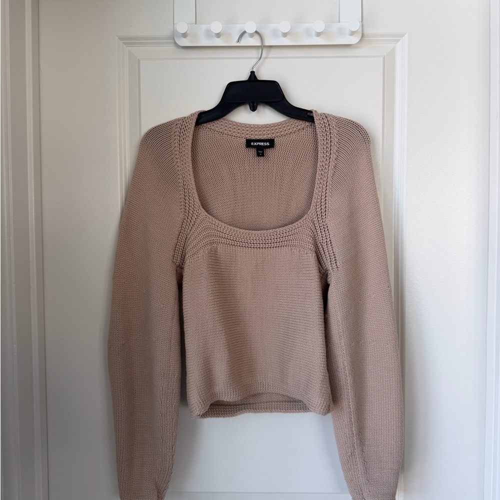 Express Taupe Crew Neck Sweater